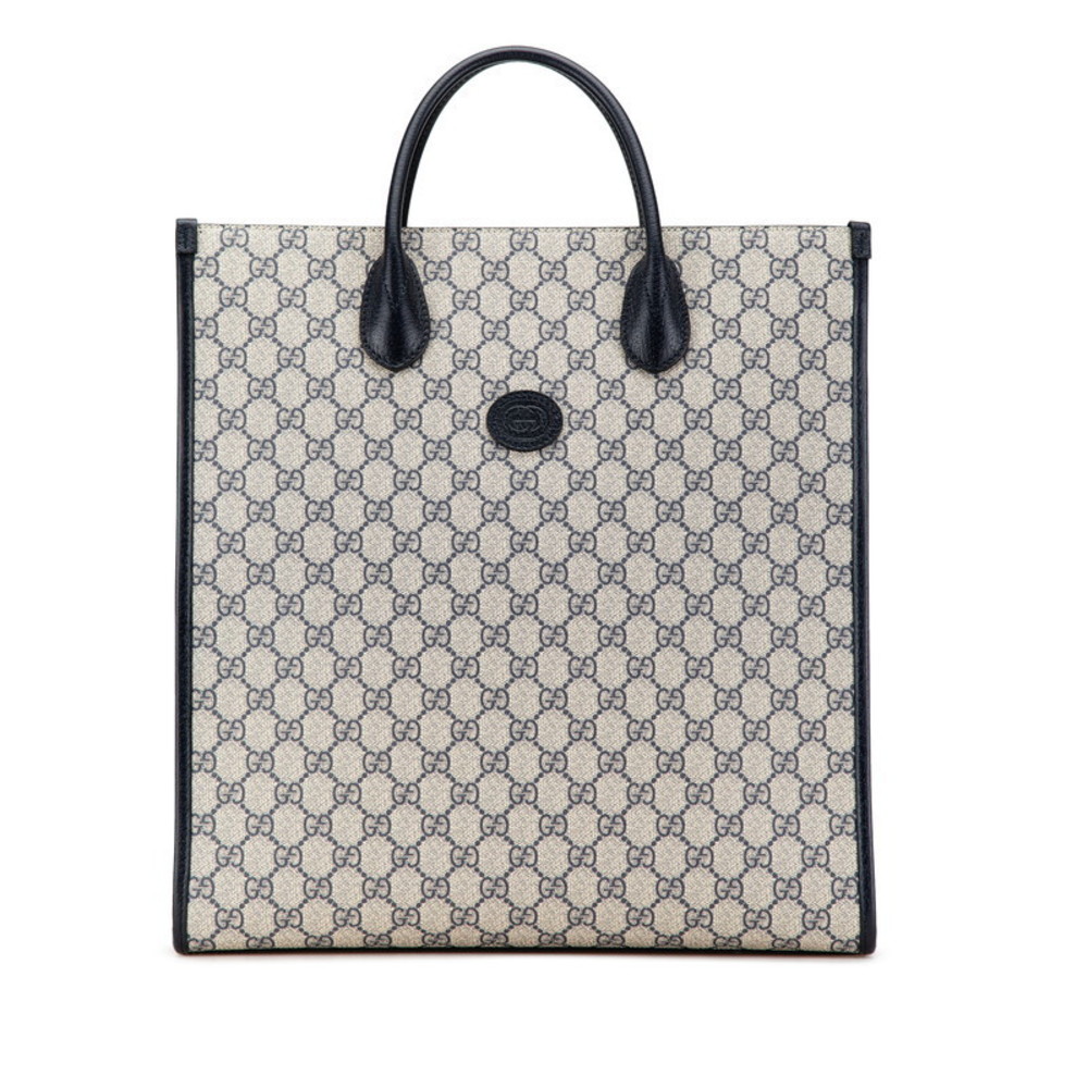 Gucci Gg Supreme Interlocking Gg Medium Tote Navy… - image 1